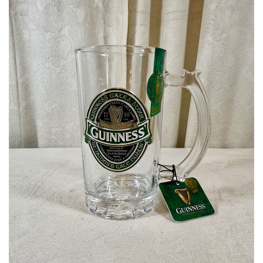 Guinness Ireland Collection Glass Tankard with Metal Badge